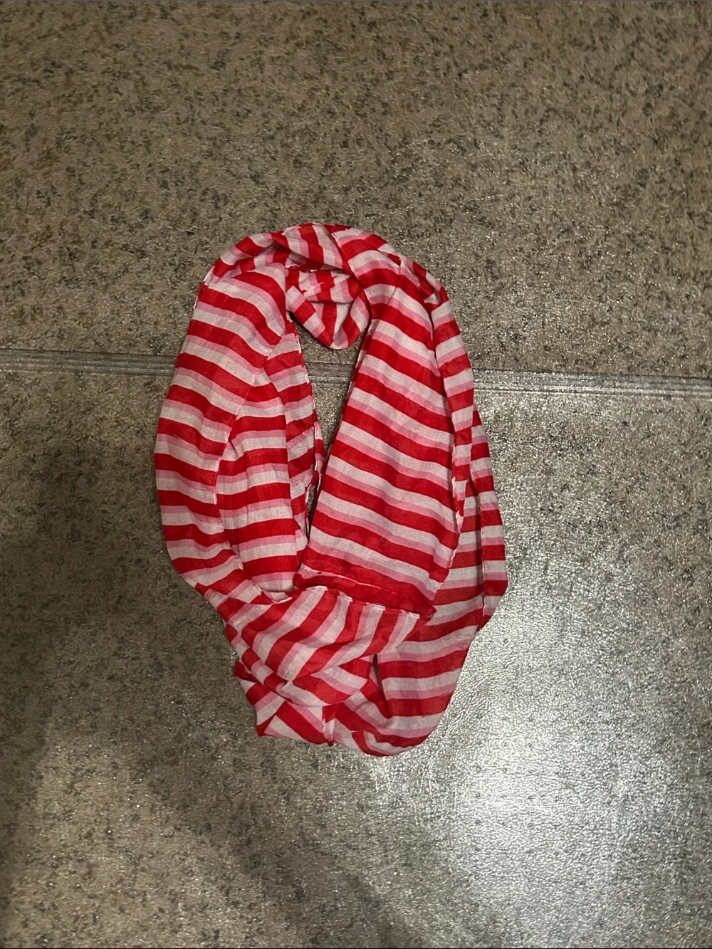Red and White Striped Women's Infinity Scarf